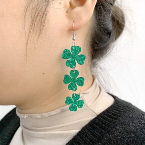 COPY - St. Patricks Day Shamrock Beer Cup Drop Earrings - Picture 1 of 4